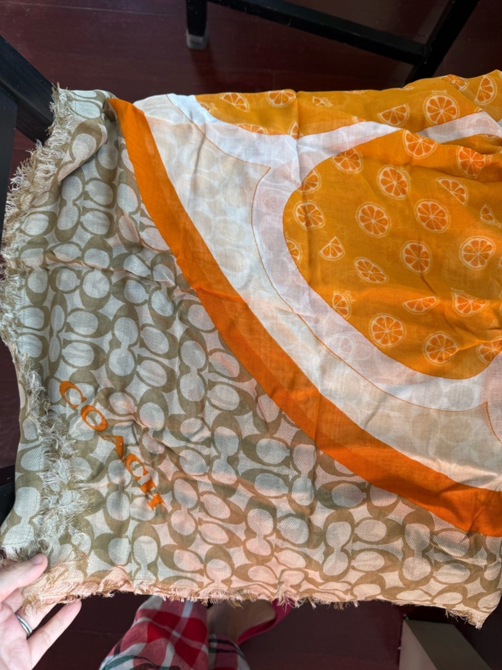 Coach Orange & Cream Patterned Scarf
